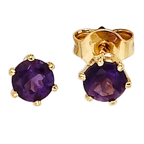 JOBO Ohrstecker 585 Gelbgold 2 Amethyste Gold-Ohrringe von Jobo