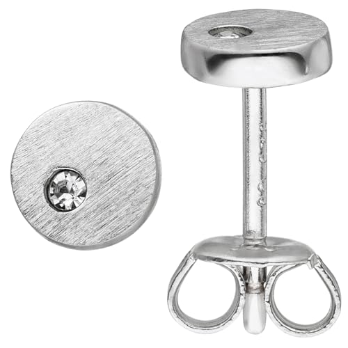 Jobo Damen Ohrstecker rund 925 Sterling Silber matt 2 Zirkonia Ohrringe Silberohrstecker von Jobo