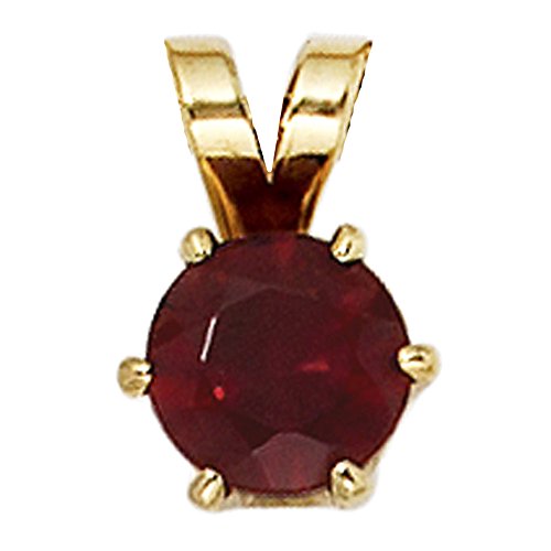 Jobo Damen Anhänger 585 Gold Gelbgold 1 Granat rot Goldanhänger Granatanhänger von Jobo