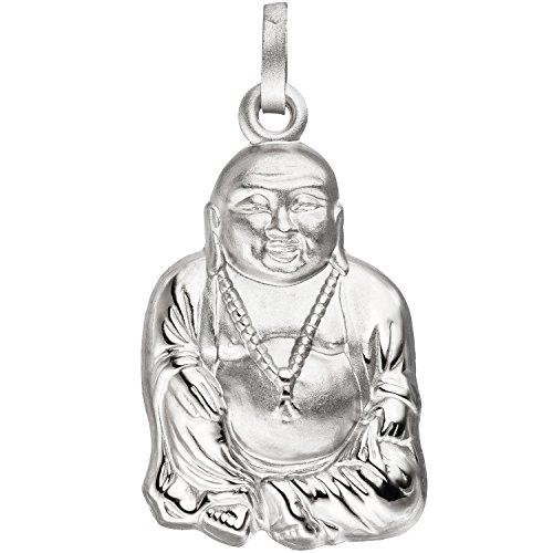 Jobo Damen Anhänger Buddha 925 Sterling Silber matt mattiert Silberanhänger von Jobo