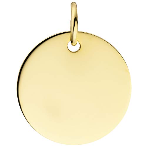 Jobo Damen Anhänger Gravur Gravurplatte rund 585 Gold Gelbgold Goldanhänger von Jobo