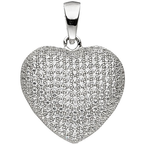 Jobo Damen Anhänger Herz 925 Sterling Silber mit Zirkonia Herzanhänger Silberanhänger von Jobo