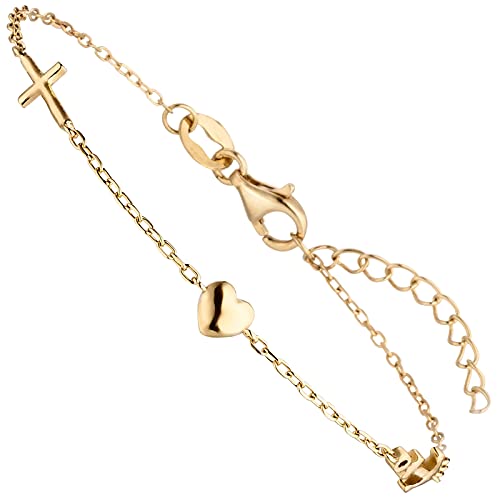 Jobo Damen-Armband Glaube Liebe Hoffnung aus 925 Sterling Silber goldfarben 19 cm von Jobo
