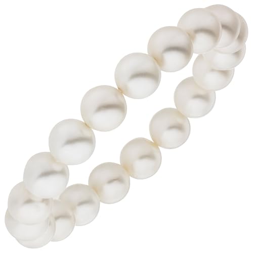 Jobo Damen-Armband Muschelkern-Perlen 10 mm weiß 17 cm von Jobo
