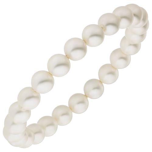 Jobo Damen-Armband Muschelkern-Perlen 8 mm weiß 17 cm von Jobo