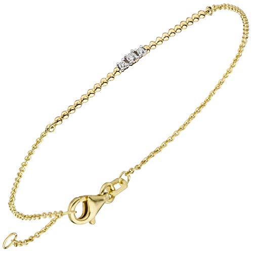 Jobo Damen-Armband aus 14 Karat 585 Gold mit 3 Diamanten 18 cm von Jobo