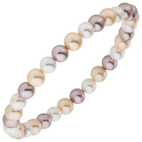 Jobo Damen-Armband mit Muschelkern-Perlen 6 mm multicolor 17 cm von Jobo