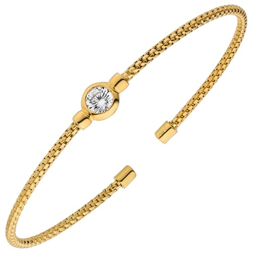 Jobo Damen-Armspange aus 925 Silber vergoldet mit Zirkonia 17,5 cm von Jobo