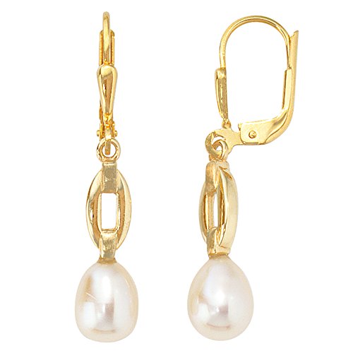 Jobo Damen Boutons 333 Gold Gelbgold mattiert 2 Süßwasser Perlen Ohrringe Ohrhänger von Jobo