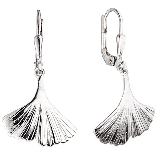 Jobo Damen Boutons Ginko Ginkgo 925 Sterling Silber rhodiniert Ohrringe Ohrhänger von Jobo