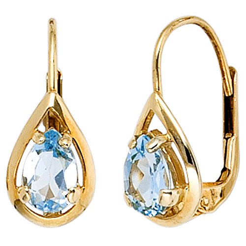 Jobo Damen-Ohrhänger aus 8 Karat 333 Gold mit Blautopas Tropfen von Jobo