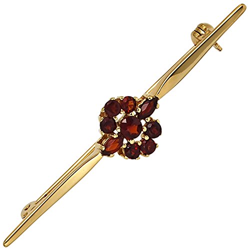 Jobo Damen Brosche 375 Gold Gelbgold 9 Granate rot Goldbrosche von Jobo