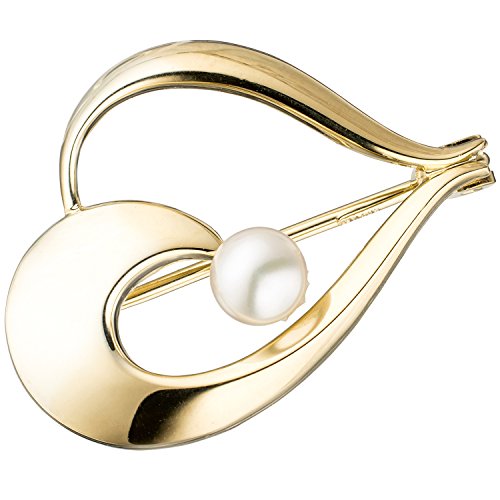 Jobo Damen Brosche 585 Gold Gelbgold 1 Süßwasser Perle Perlenbrosche Goldbrosche von Jobo