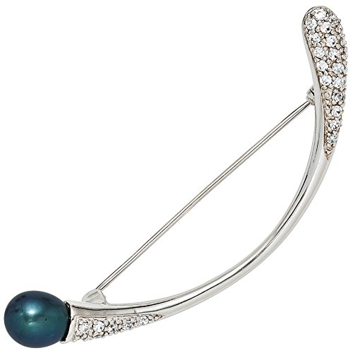 Jobo Damen-Brosche aus 925 Sterling Silber mit synthetischer Perle und 29 Zirkonia von Jobo