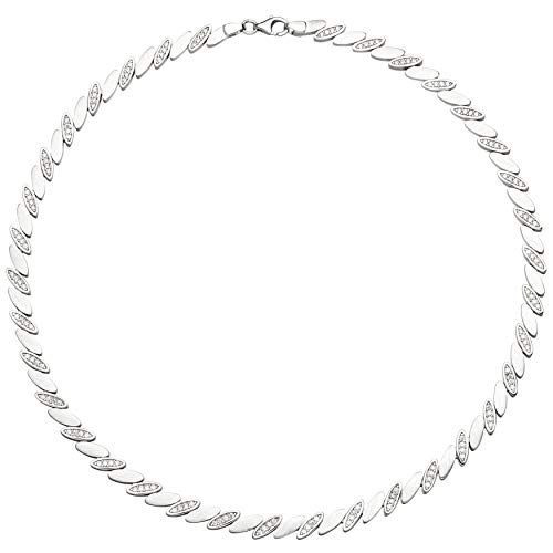 Jobo Damen Collier Halskette 925 Silber matt 144 Zirkonia 45 cm Kette Silberkette von Jobo