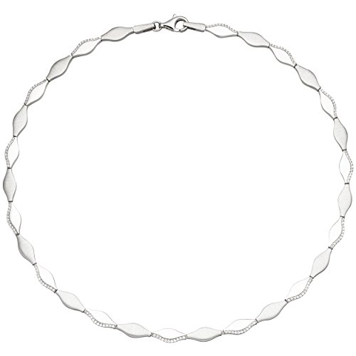 Jobo Damen Collier Halskette 925 Silber teil matt 154 Zirkonia 45 cm Kette Silberkette von Jobo