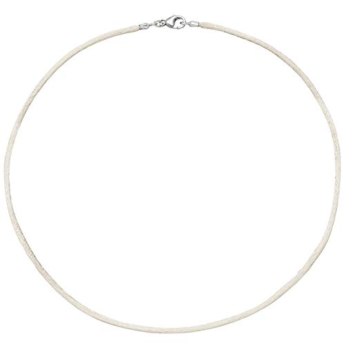 Jobo Damen Collier Halskette Seide beige 2,8 mm 42 cm, Verschluss 925 Silber Kette von Jobo