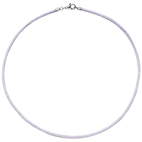 Jobo Damen Collier Halskette Seide flieder 2,8 mm 42 cm, Verschluss 925 Silber Kette von Jobo