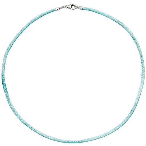 Jobo Damen Collier Halskette Seide türkis 42 cm, Verschluss 925 Silber Kette von Jobo