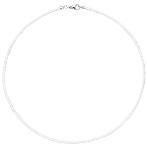 Jobo Damen Collier Halskette Seide weiss 42 cm, Verschluss 925 Silber Kette von Jobo