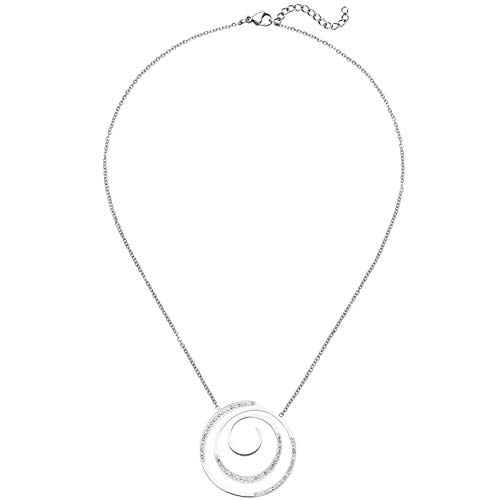 Jobo Damen Collier Kette mit Anhänger Edelstahl mit 74 Kristallen 46 cm von Jobo