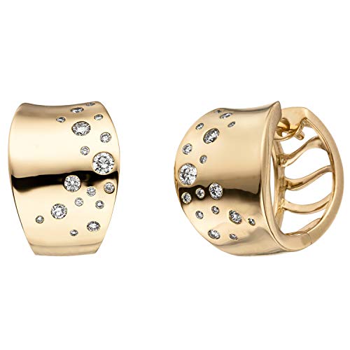 Jobo Damen Creolen 585 Gold Gelbgold 34 Diamanten Brillanten Ohrringe Goldcreolen von Jobo