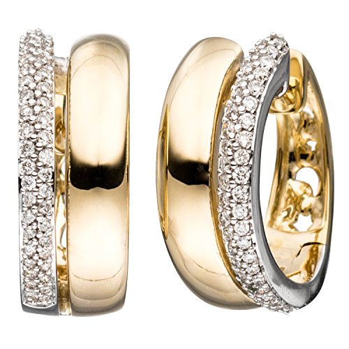 Jobo Damen Creolen 585 Gold Gelbgold bicolor 86 Diamanten Brillanten Ohrringe von Jobo