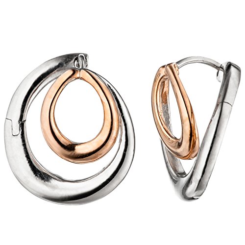 Jobo Damen-Creolen aus 925 Sterling Silber Bicolor vergoldet Jobo Damen-Creolen aus 925 Sterling Silber Bicolor vergoldet von Jobo