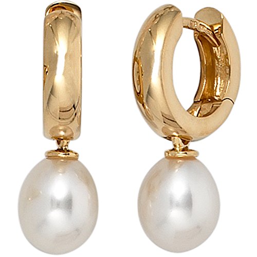 Jobo Damen-Creolen aus 14 Karat 585 Gold mit Perlen von Jobo