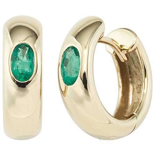 Jobo Damen-Creolen aus 14 Karat 585 Gold mit Smaragd Oval von Jobo