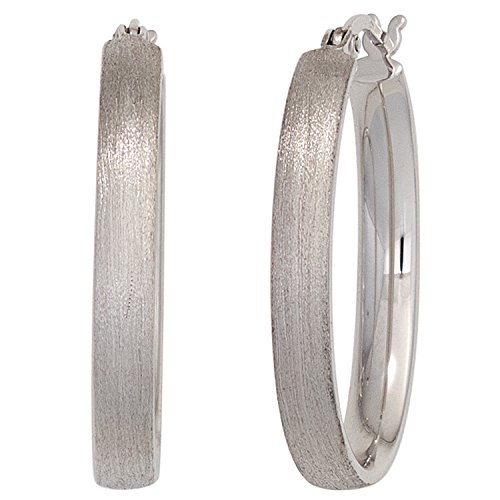 Jobo Damen-Creolen Oval aus 925 Sterling Silber matt 27 mm von Jobo