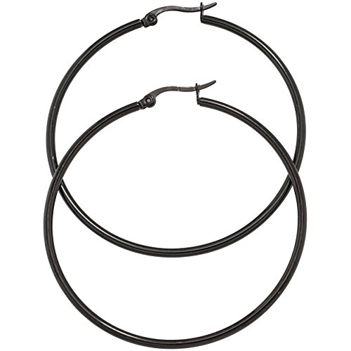 Jobo Damen-Creolen groß aus Edelstahl schwarz beschichtet Durchmesser 54 mm Jobo Damen-Creolen groß aus Edelstahl schwarz beschichtet Durchmesser 54 mm von Jobo