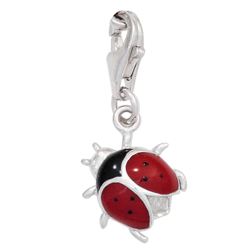 Jobo Damen Einhänger Charm Marienkäfer 925 Sterling Silber rhodiniert rot schwarz lackiert von Jobo