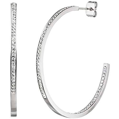 Jobo Damen-Creolen aus Edelstahl mit 134 Kristallsteinen Jobo Damen-Creolen aus Edelstahl mit 134 Kristallsteinen von Jobo