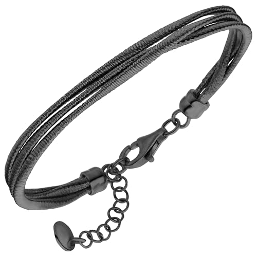 Jobo Damen Herren Armband Layering aus 925 Silber matt-schwarz 20 cm von Jobo