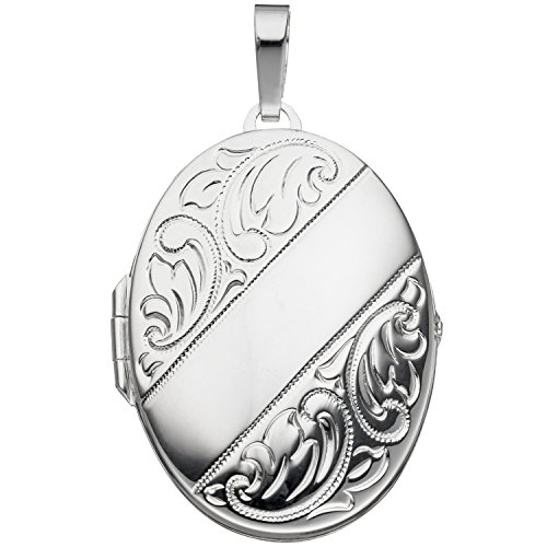 Jobo Damen Medaillon oval für 2 Fotos 925 Sterling Silber Anhänger zum Öffnen von Jobo