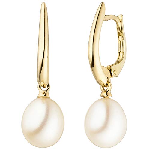 Jobo Damen Ohrhänger 585 Gold Gelbgold 2 Süßwasser Perlen Ohrringe Perlenohrringe von Jobo
