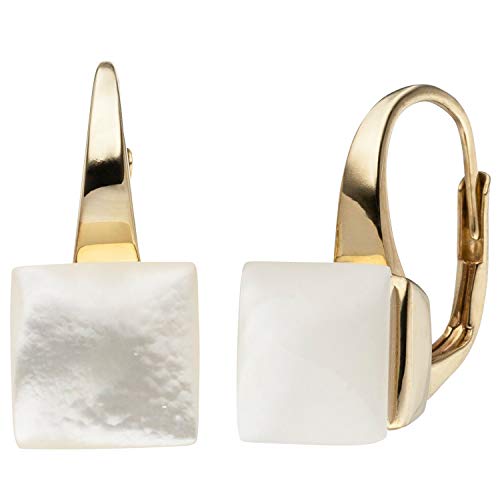Jobo Damen-Ohrhänger aus 925 Sterling Silber vergoldet mit Perlmutt-Einlagen von Jobo