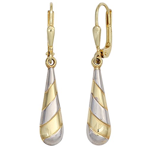 Jobo Damen Ohrhänger Tropfen 333 Gold Gelbgold bicolor Ohrringe Boutons Goldohrringe von Jobo