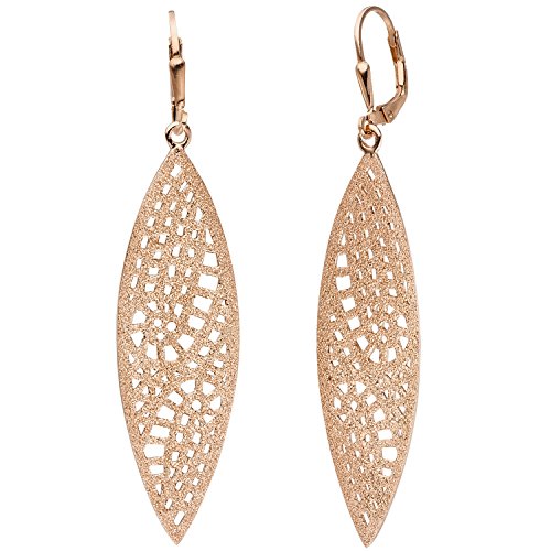 Jobo Damen-Ohrringe lang hängend aus 925 Sterling Silber rosegold vergoldet matt von Jobo