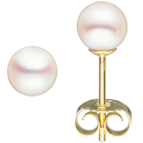 Jobo Damen-Ohrstecker aus 14 Karat 585 Gold mit Akoya Perlen 5 mm von Jobo