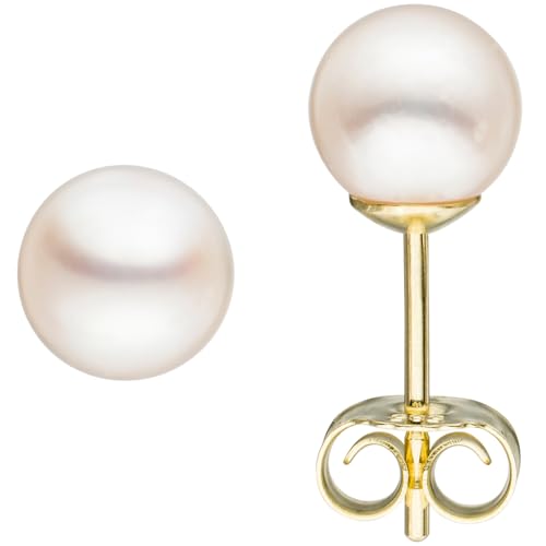 Jobo Damen-Ohrstecker aus 14 Karat 585 Gold mit Akoya Perlen 6 mm von Jobo