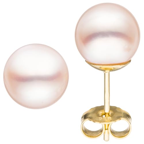 Jobo Damen-Ohrstecker aus 14 Karat 585 Gold mit Akoya Perlen 7,5 mm von Jobo