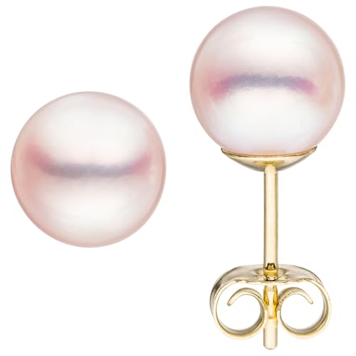 Jobo Damen-Ohrstecker aus 14 Karat 585 Gold mit Akoya Perlen 8 mm von Jobo