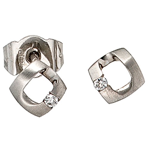 Jobo Damen Ohrstecker 950 Platin matt 2 Diamanten Brillanten Ohrringe Platinohrringe von Jobo