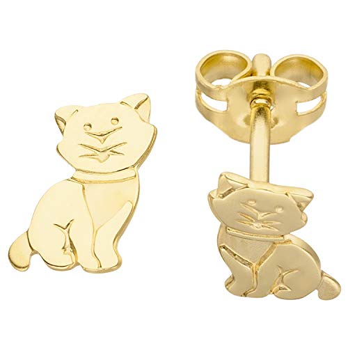 Jobo Damen Ohrstecker Katze 333 Gold Gelbgold Ohrringe Goldohrringe Katzenohrringe von Jobo