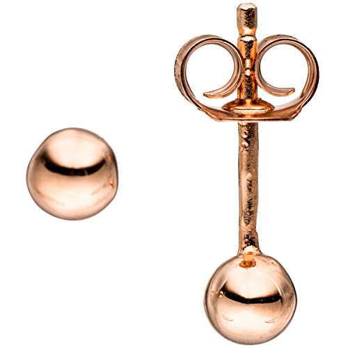 Jobo Damen-Ohrstecker Kugel aus 925 Silber rosegold vergoldet Durchmesser 4 mm von Jobo