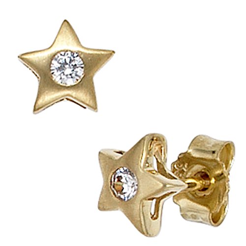 Jobo Damen-Ohrstecker Stern aus 8 Karat 333 Gold mit Zirkonia von Jobo