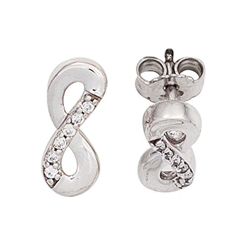 Jobo Damen-Ohrstecker Unendlichkeit aus 8 Karat 333 Weißgold mit Zirkonia von Jobo