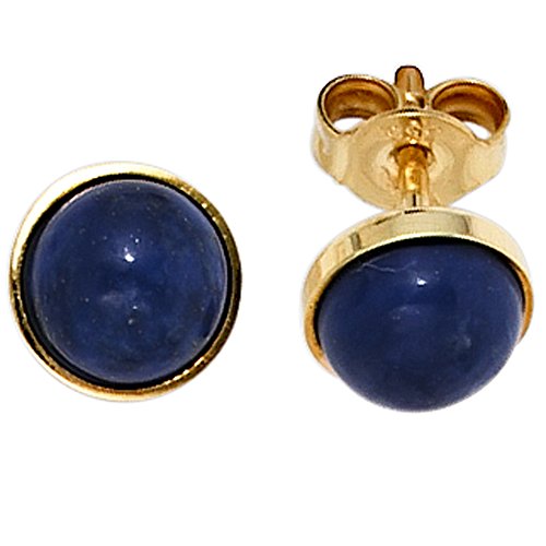 Jobo Damen-Ohrstecker aus 8 Karat 333 Gold mit Lapislazuli Rund von Jobo